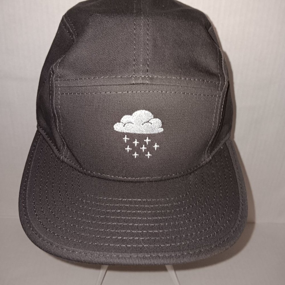 OTTO 100% COTTON ADJUSTABLE STRAP HAT CLOUD RAINDROP PATTERN GRAY WHITE - Picture 9 of 9